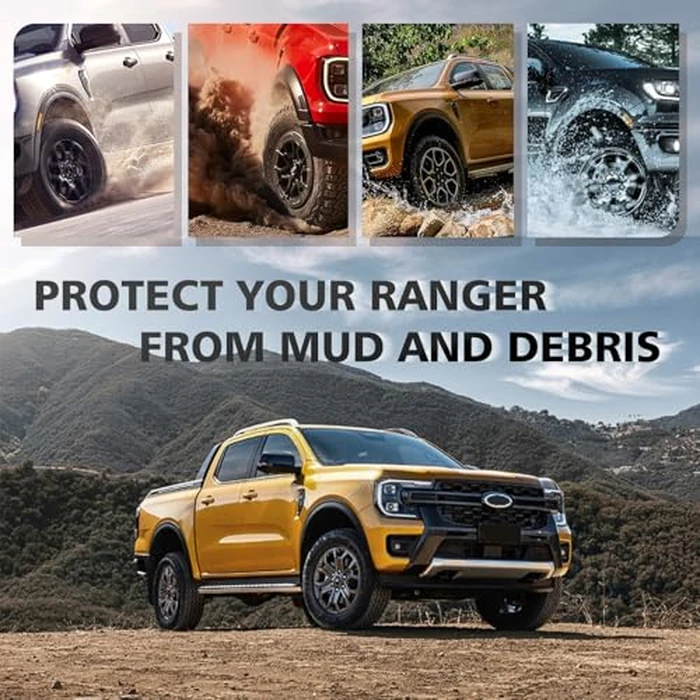 Muslogy Mud Flaps Splash Guards Compatible with Ford Ranger 2024 2025 Accessories Auto Parts Heavy Duty Fender Front & Rear Mudguard 4PCS Fit Ranger XL, XLT, Lariat (Won't Fit Raptor) by Muslogy - Image 4