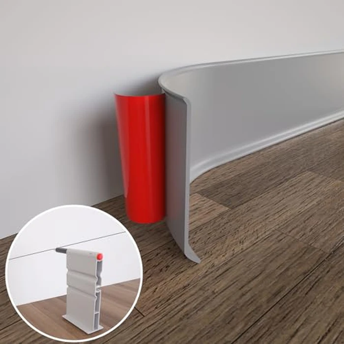 COUKIU Flexible Baseboard Molding Trim, 6 Inch x 20 Feet Self-Adhesive Vinyl Wall Base Cove Base, Peel and Stick Rubber Wall Base Moulding Trim(S152, Gray) by COUKIU - Used - Like New condition - US$26.03