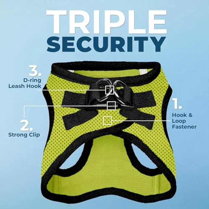 Best Pet Supplies Voyager Step-in Air Harness - All Weather Mesh, Reflective, No Pull Harness for Dogs, Cats - Secure with Hook & Loop Fastener, Buckle, Double D-Rings - Lime Green/Black Trim, XS by Best Pet Supplies - Image 2