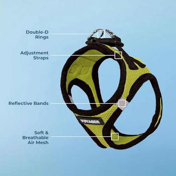 Best Pet Supplies Voyager Step-in Air Harness - All Weather Mesh, Reflective, No Pull Harness for Dogs, Cats - Secure with Hook & Loop Fastener, Buckle, Double D-Rings - Lime Green/Black Trim, XS by Best Pet Supplies - Image 4