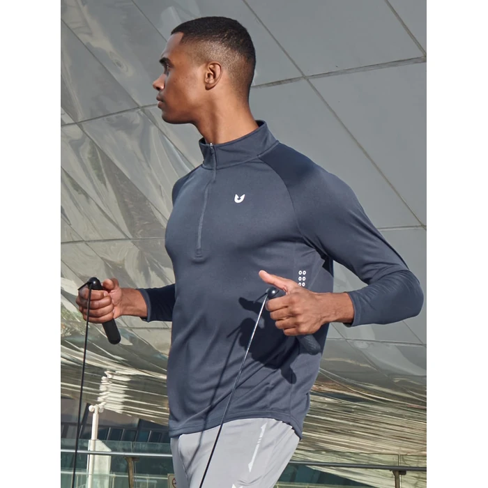 NORTHYARD Quarter Zip Pullover Men Running Shirt Long Sleeve Moisture Wicking Quick Dry Athletic Workout, Coolgrey, S by NORTHYARD - Image 3