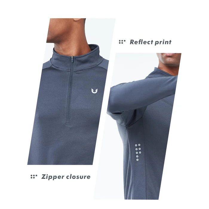 NORTHYARD Quarter Zip Pullover Men Running Shirt Long Sleeve Moisture Wicking Quick Dry Athletic Workout, Coolgrey, S by NORTHYARD - Image 5