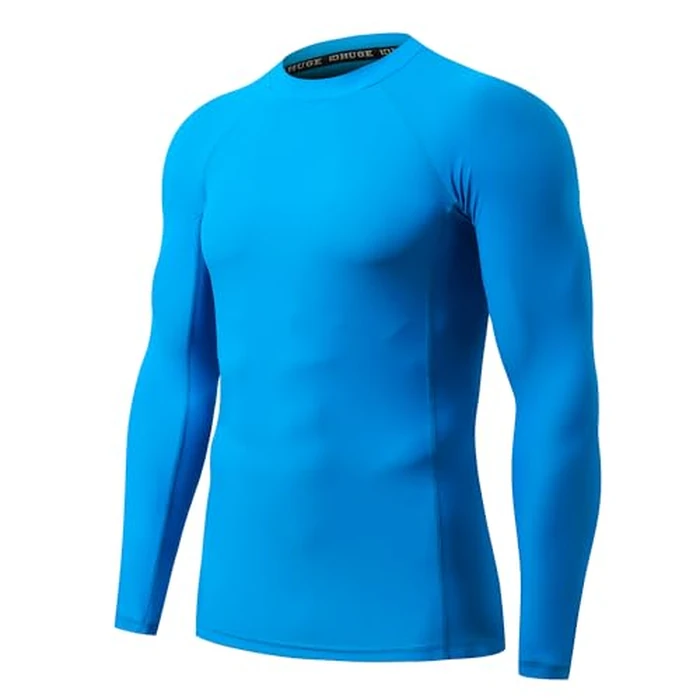 Men's UPF 50+ Sun Protection Shirt Long Sleeve Rash Guard Fishing SPF Outdoor UV Shirt Lightweight Logo Blue M by HUGE SPORTS - Used - Like New condition - US$10.58