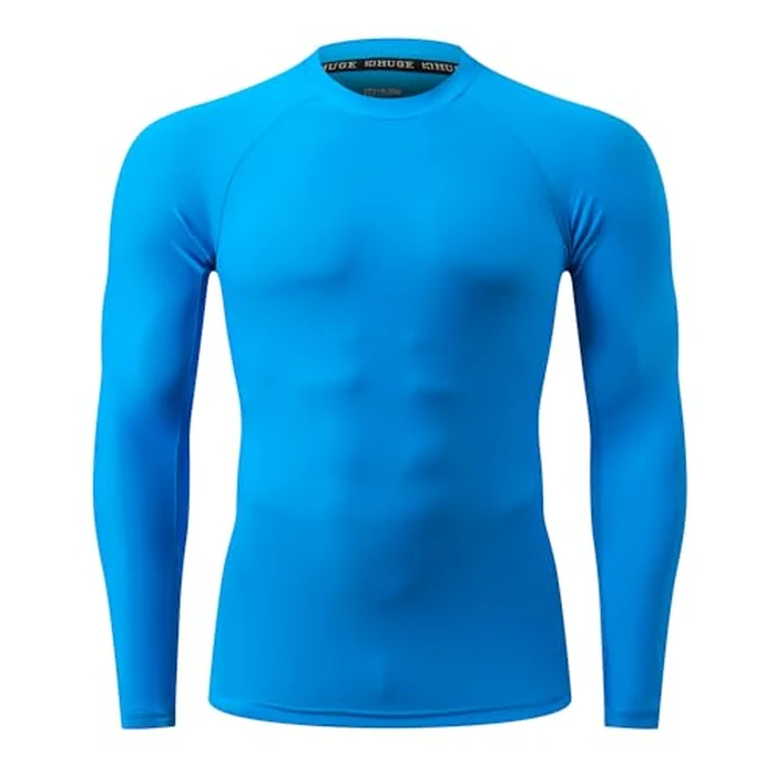 Men's UPF 50+ Sun Protection Shirt Long Sleeve Rash Guard Fishing SPF Outdoor UV Shirt Lightweight Logo Blue M by HUGE SPORTS - Image 4