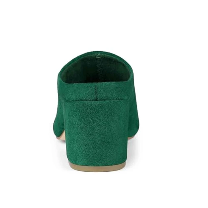 Allegra K Women's Pointed Toe Slip on Block Heel Slide Green Mules 8 m US by Allegra K - Image 3