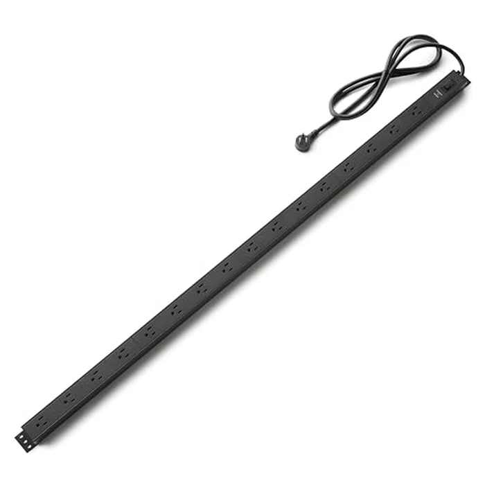 Amazon Basics Surge Protector Power Strip, 16 Outlet, Heavy Duty, Metal, 600 Joules, 1.8 m Extension Cord, Mountable, Rectangle, Black by Amazon Basics - Used - Good condition - CA$51.76