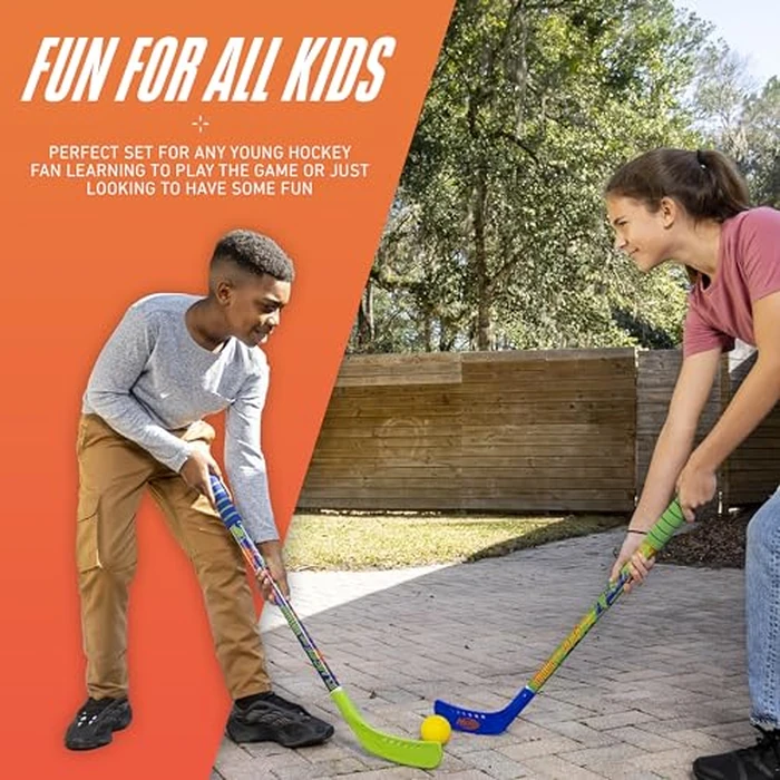 Franklin Sports NERF Proshot Kids Hockey Sticks + Ball Set - 2 Player Youth Indoor + Outdoor Set - 2 in 1 Knee + Floor Hockey - (2) NERF Proshot Youth Sticks + (1) Foam Ball Included by Franklin Sports - Image 5