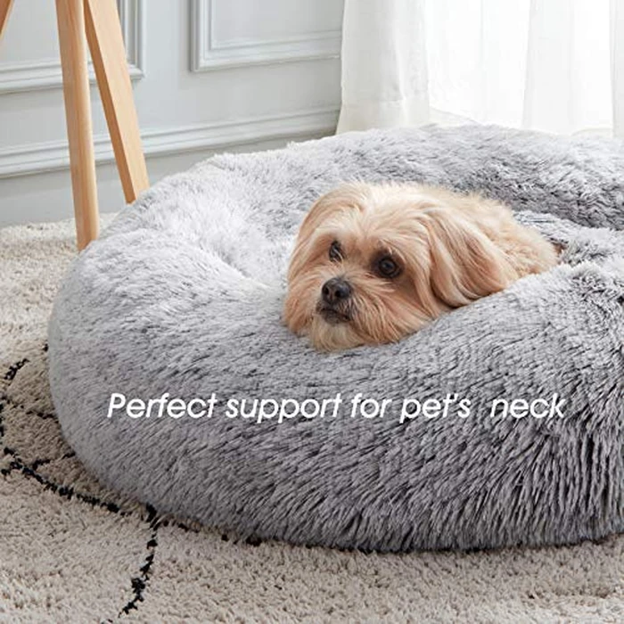 WESTERN HOME WH Calming Dog Bed & Cat Bed, Anti-Anxiety Donut Dog Cuddler Bed, Warming Cozy Soft Dog Round Bed, Fluffy Faux Fur Plush Dog Cat Cushion Bed for Small Medium Dogs and Cats by WESTERN HOME WH - Image 5