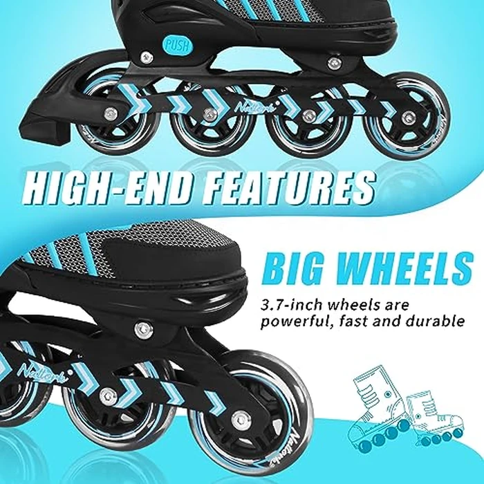 Nattork Adjustable Inline Skates for Adults and Teens, Outdoor & Indoor Blades Roller Skates for Boys, Beginners by Nattork - Image 4