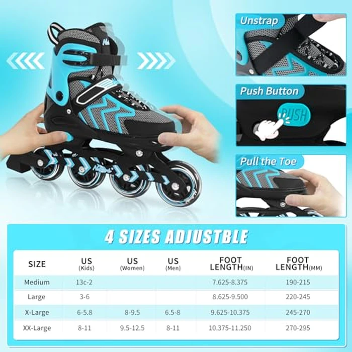 Nattork Adjustable Inline Skates for Adults and Teens, Outdoor & Indoor Blades Roller Skates for Boys, Beginners by Nattork - Image 5