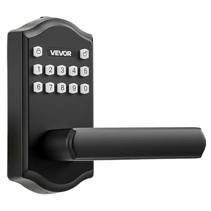 VEVOR Keyless Entry Door Lock with Handle, Electronic Lever Door Handle with Keypad, Customizable User Codes, Keyed Entry, Auto Lock, Anti-Peeking Password, Backlit Keypad, for Home, Matte Black by VEVOR - Image 3