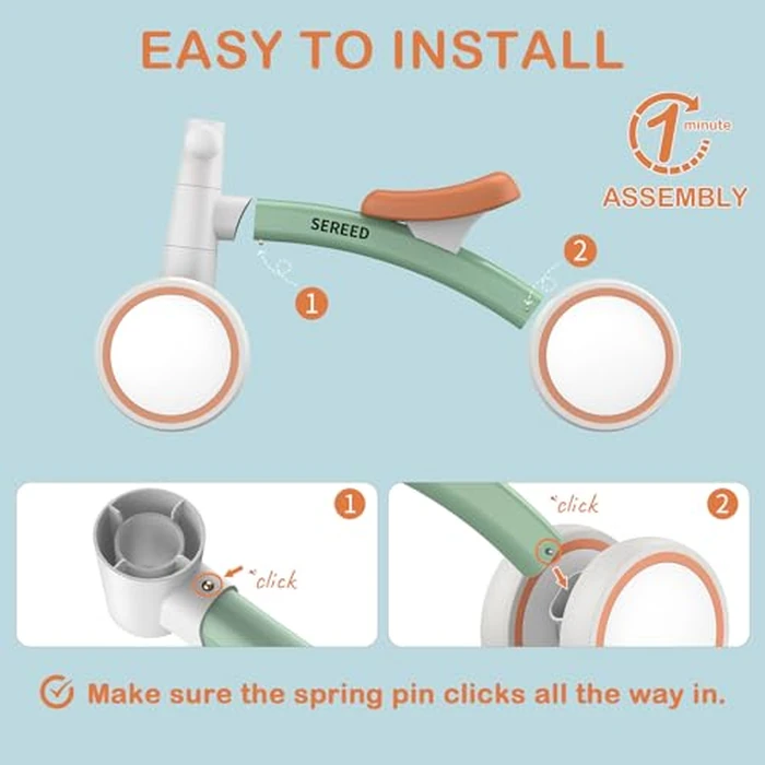 SEREED Baby Balance Bike for 1-2 Year Olds - 4 Wheels, First Bike for Toddlers, Birthday Gift (Green) by SEREED - Image 2