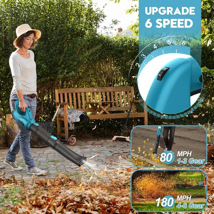 SIXSEYAA 21V-2202 Cordless Leaf Blower - Blue by SIXSEYAA - Image 3