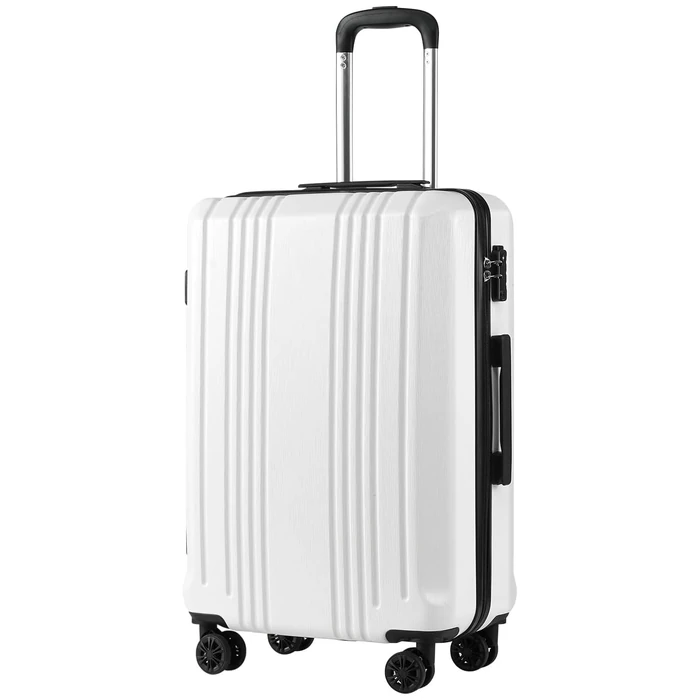 Coolife Luggage Suitcase PC+ABS with TSA Lock Spinner Carry on Hardshell Lightweight 20in 24in 28in(White, S(20in_Carry on)) by Coolife - Used - Good condition