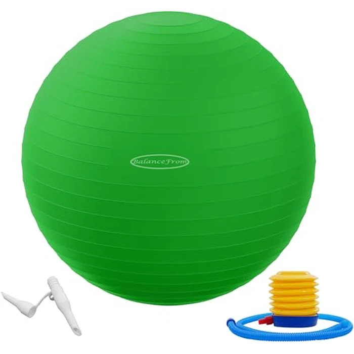 Fitvids Anti-Burst and Slip Resistant Exercise Ball Yoga Ball Fitness Ball Birthing Ball with Quick Pump, 2,000-Pound Capacity, Green, 26-inch, L by Fitvids - Used - Like New condition - US$10.72
