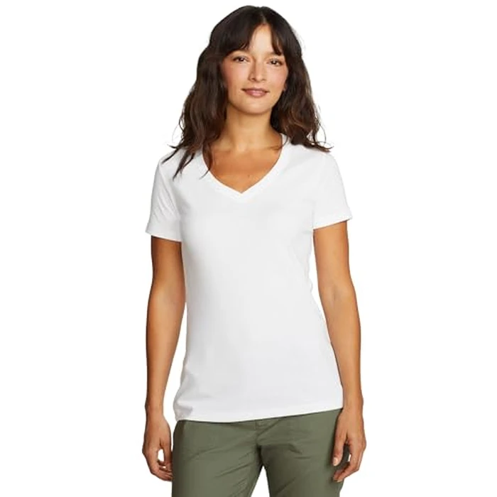 Eddie Bauer Women's Petite Short Sleeve Favorite Vneck Tee White by Eddie Bauer - Used - Like New condition - US$9.77