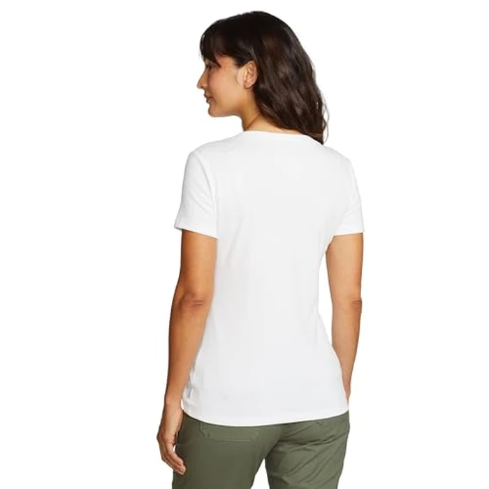 Eddie Bauer Women's Petite Short Sleeve Favorite Vneck Tee White by Eddie Bauer - Image 2