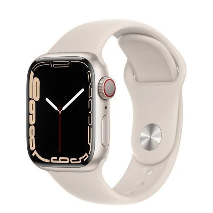 Apple Watch Series 7 (Cellular + GPS) - 32GB - 45mm - Starlight Aluminum Case with Starlight Rubber Sport Band by Apple - Image 2