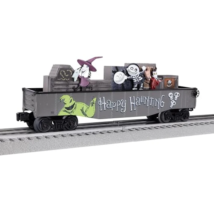 Lionel Disney Nightmare Before Christmas Gondola Car, O Gauge Model Train Car with Chasing Lock Shock Barrel Figures, Age 14+ by Lionel - Image 1