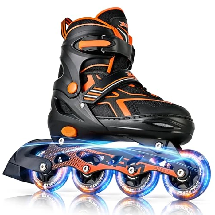 2PM SPORTS Torinx Orange Boys Adjustable Inline Skates, Fun Beginner Roller Skates for Kids, Youth, Girls, Men and Women (Orange, Medium - Big Kid (1-4 US)) by 2PM SPORTS - Used - Acceptable condition