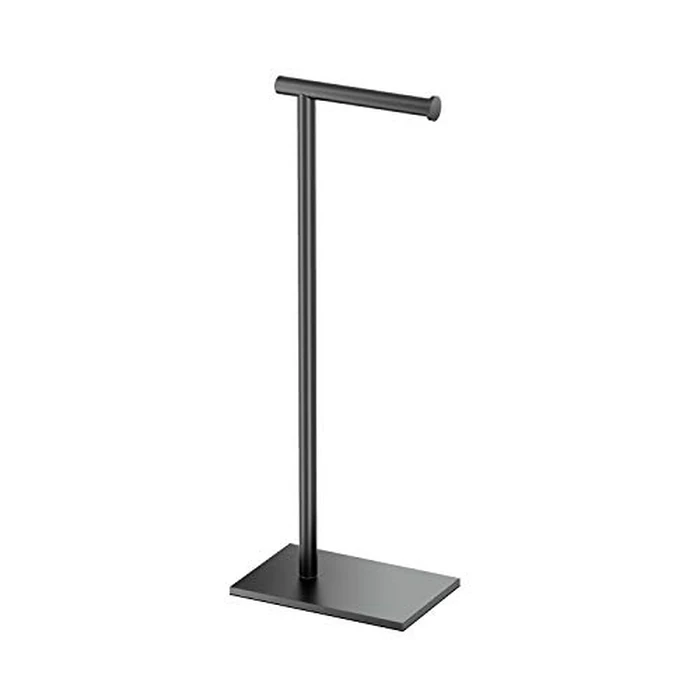 Gatco 1431MX Modern Square Base Toilet Paper Holder Stand, Matte Black, 22.25"H by Gatco - Used - Acceptable condition