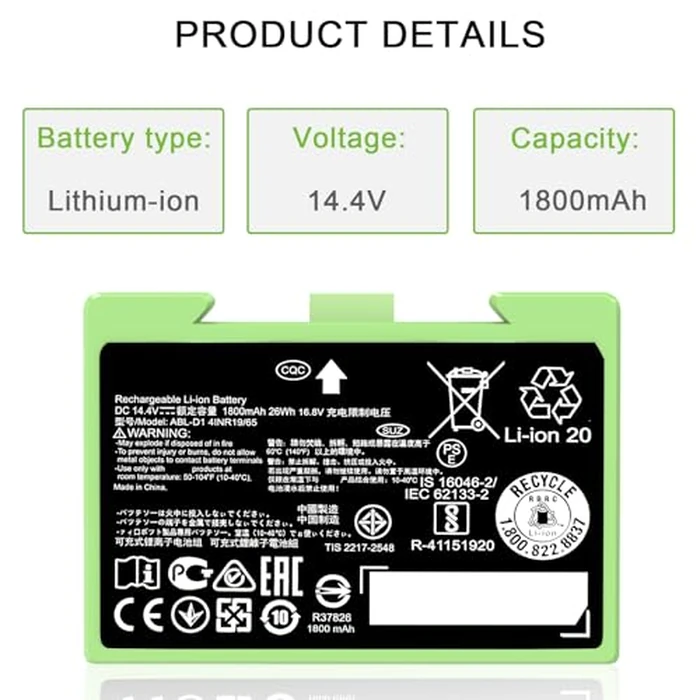 Dentsing ABL-D1 Battery for iRobot Roomba i7 i7+ j7 j7+ 7150 7158 7556 7558 i3 i3+ i4 i4+ i8 i8+ and e5 e6 5150 6198 Replacement Battery for Roomba i and e and j Series by Dentsing - Image 2