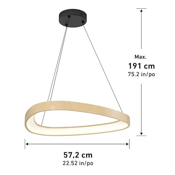 Artika Bjorn LED Pendant Light - Modern Wood-Effect Finish, Adjustable Height, Integrated LED, Dimmable, for Dining Room, Kitchen, Island by artika - Image 6