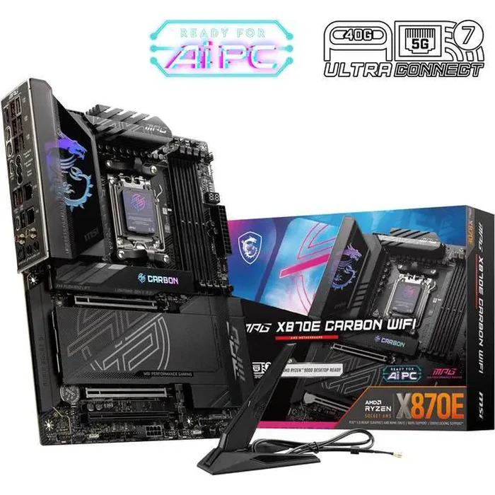 MSI MPG X870E CARBON AM5 ATX Gaming Motherboard, 4x SATA 6Gb/s, AMD Wi-Fi 7,USB 4.0 by MSI - Image 2