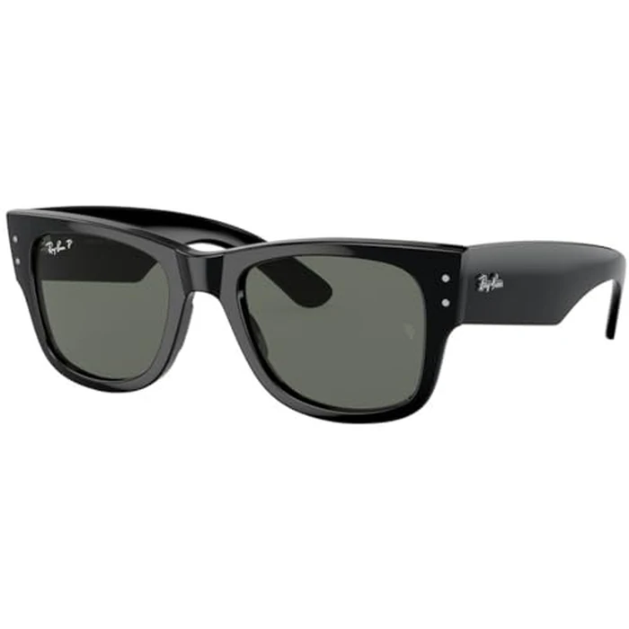 Ray-Ban RB840S Sunglasses Bundle: RB 840S MEGA WAYFARER 901/58 Mega Wayfarer Black Green Pola and Universal Anti-slip Silicone Leash by Ray-Ban - Image 1