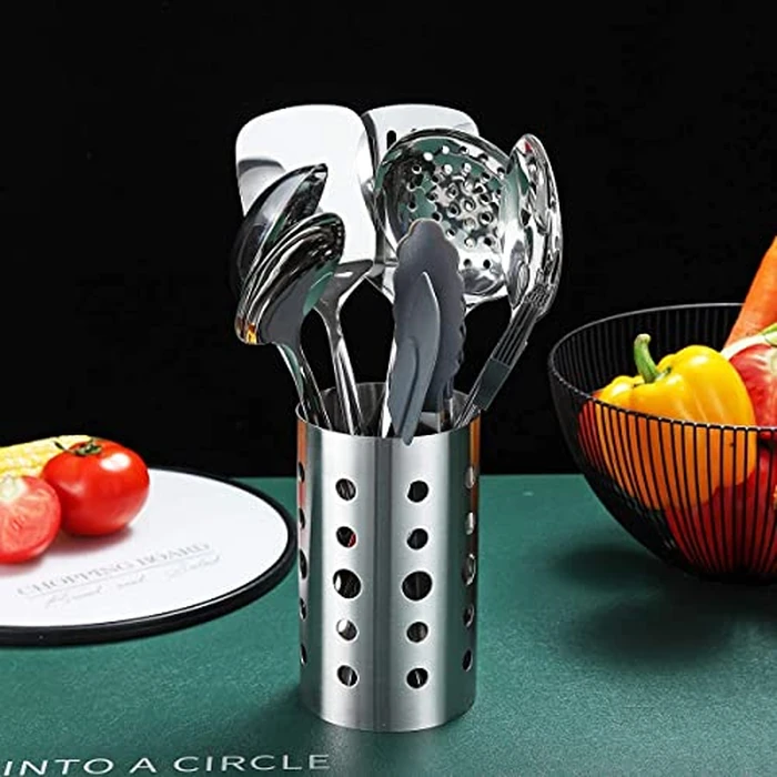 Stainless Steel Cooking Utensils Set, Berglander 13 Pieces Kitchen Utenisls Set, Kitchen Tools Set with Utensil Holder Non-Stick and Heat Resistant,Dishwasher Safe, Easy to Clean (13 Packs) by Berglander - Image 2