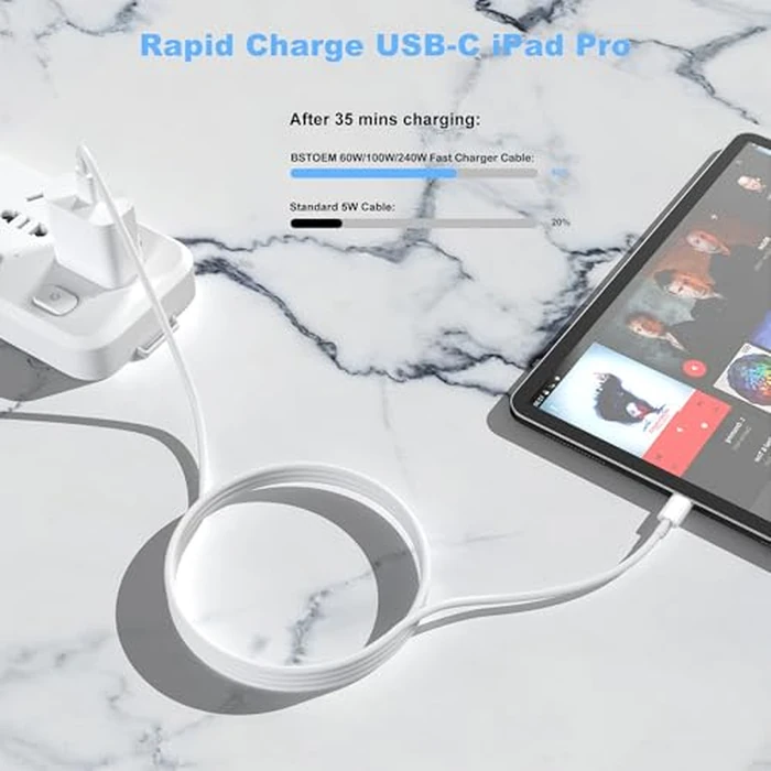 USB C to USB C Charging Cable for Apple 2Pack 6ft,Long Type C to C Fast Charger Cord,for iPhone 17/Air/16/16e/15/Pro/Plus/Pro Max,for MacBook Pro/Air,for iPad Pro12.9/11in,Air 4/5,Mini 6/7 60W by BSTOEM - Image 7
