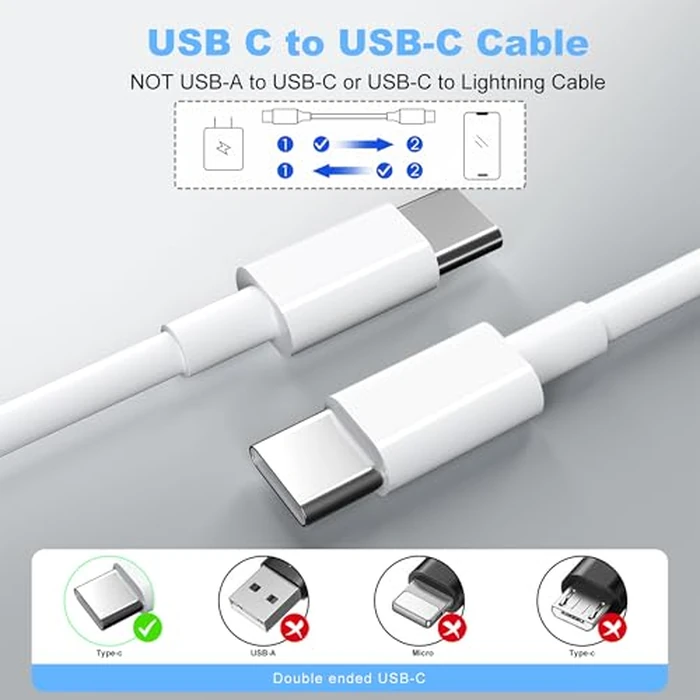 USB C to USB C Charging Cable for Apple 2Pack 6ft,Long Type C to C Fast Charger Cord,for iPhone 17/Air/16/16e/15/Pro/Plus/Pro Max,for MacBook Pro/Air,for iPad Pro12.9/11in,Air 4/5,Mini 6/7 60W by BSTOEM - Image 8