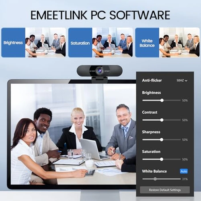 EMEET C960 1080P Webcam with Microphone, 2 Mics, 90 degrees FOV, USB Type-A & A-to-C Adapter, Fixed Focus, Plug&Play Computer Camera for Zoom/Teams/Facetime/YouTube/Google Meet/Switch 2 Camera, 2025 Version by EMEET - Image 9