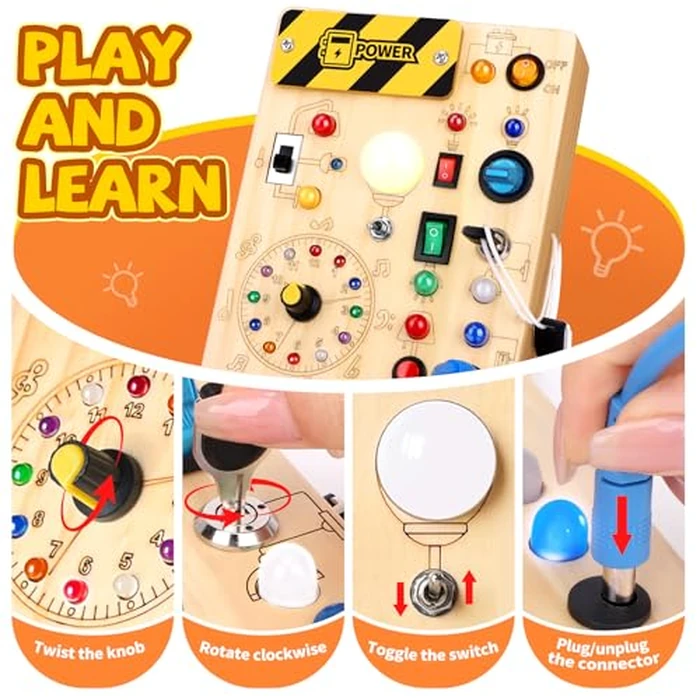 Grarain Busy Board for Toddlers - Montessori Educational Toy for 1-3 Year Old Boys & Girls | Travel-Friendly Sensory Learning Activity | Ideal for Kids with Autism(Clocks Busy Board) by Grarain - Image 2