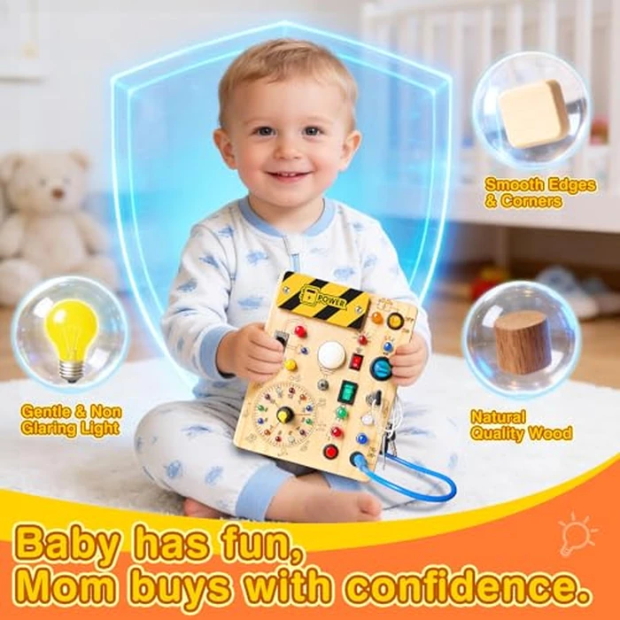 Grarain Busy Board for Toddlers - Montessori Educational Toy for 1-3 Year Old Boys & Girls | Travel-Friendly Sensory Learning Activity | Ideal for Kids with Autism(Clocks Busy Board) by Grarain - Image 3