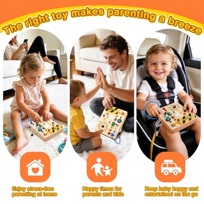 Grarain Busy Board for Toddlers - Montessori Educational Toy for 1-3 Year Old Boys & Girls | Travel-Friendly Sensory Learning Activity | Ideal for Kids with Autism(Clocks Busy Board) by Grarain - Image 6