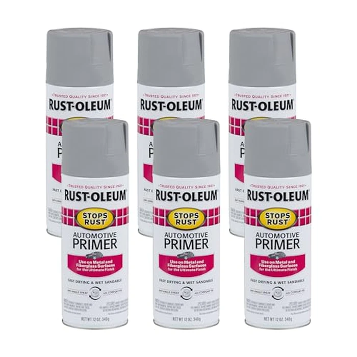 Rust-Oleum 2081830-6PK Stops Rust Automotive Primer Spray, 12 oz, Flat Light Gray, 6 Pack by Rust-Oleum - Used - Very Good condition - US$31.00