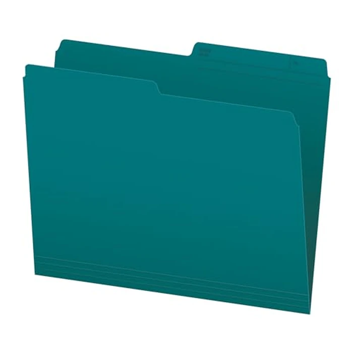 Pendaflex File Folders, 1/2 Cut Tab, Letter Size, Teal, Durable Paper Stock, 100/Box, Ideal for Office/Home/School Organization, Made in Canada, Reversible File Organizers by Pendaflex - Used - Good condition