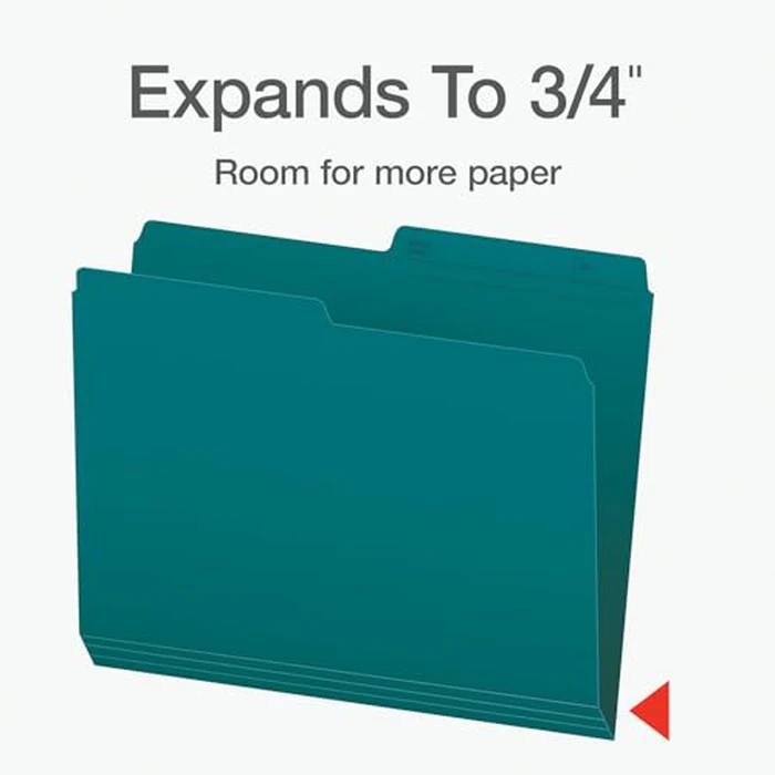 Pendaflex File Folders, 1/2 Cut Tab, Letter Size, Teal, Durable Paper Stock, 100/Box, Ideal for Office/Home/School Organization, Made in Canada, Reversible File Organizers by Pendaflex - Image 2