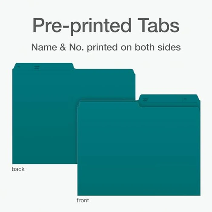 Pendaflex File Folders, 1/2 Cut Tab, Letter Size, Teal, Durable Paper Stock, 100/Box, Ideal for Office/Home/School Organization, Made in Canada, Reversible File Organizers by Pendaflex - Image 4