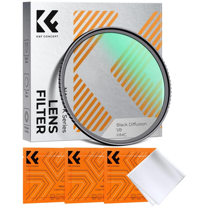 K&F CONCEPT 55mm Black Diffusion 1/8 Filter, Mist Dreamy Cinematic Effect Filter for Video/Vlog/Portrait Photography K-Series by K&F CONCEPT - Used - Like New condition - US$20.14
