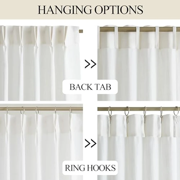 Vision Home White Pinch Pleated Semi Sheer Curtains Textured Light Filtering Window Curtains 95 inch for Living Room Bedroom Rayon Blended Pinch Pleat Drapes with Hooks 2 Panels 40" Wx95 L by Vision Home - Image 3