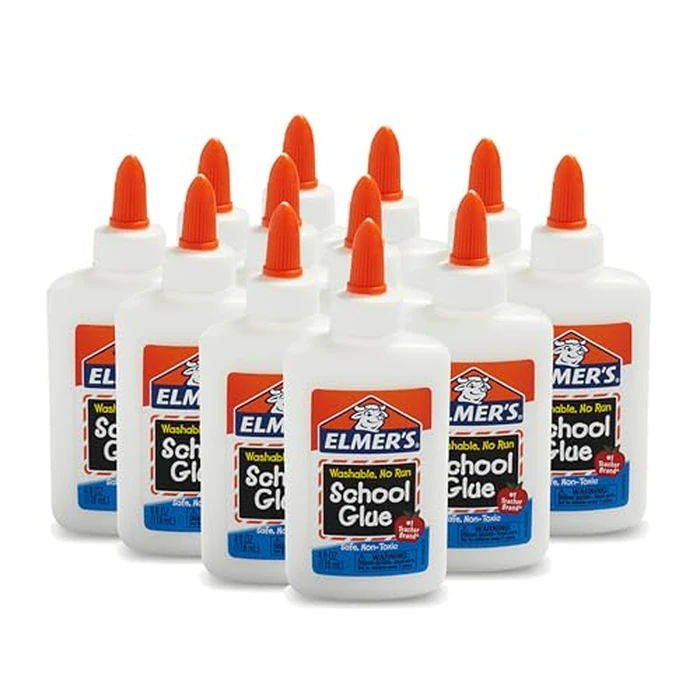 Elmer's Liquid School Glue, Slime & Craft, Safe and Non-Toxic, Washable, White, 4 Ounces Each, 12 Count - For Classroom, Home, Office, Teacher Supplies, #1 Teacher Brand by Elmer's - Image 1