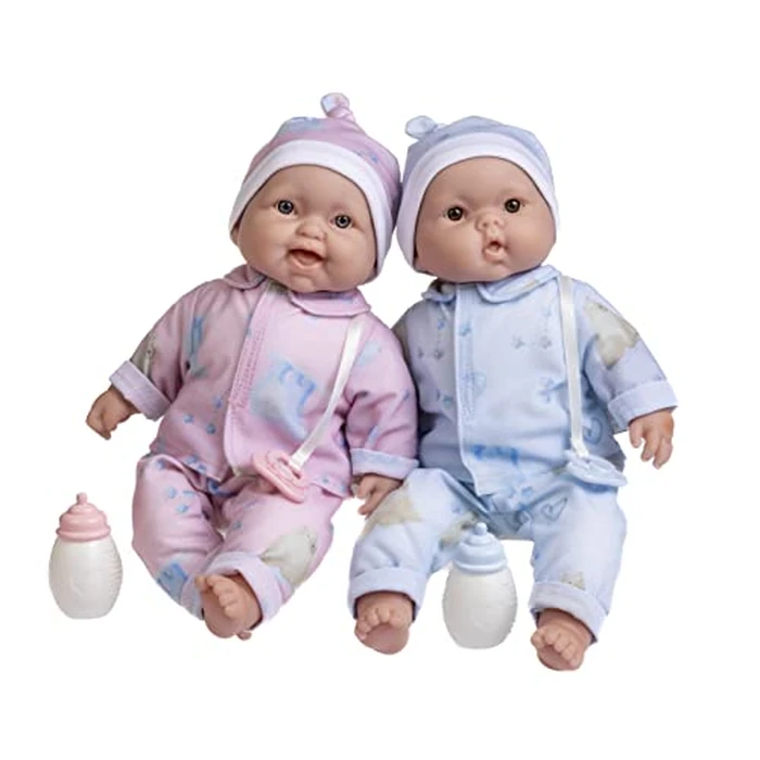 Twins 13" Realistic Soft Body Baby Dolls | JC Toys - Berenguer Boutique | Twins Gift Set with Removable Outfits and Accessories | Pink and Blue | Caucasian | Ages 2+ by JC Toys - Image 1