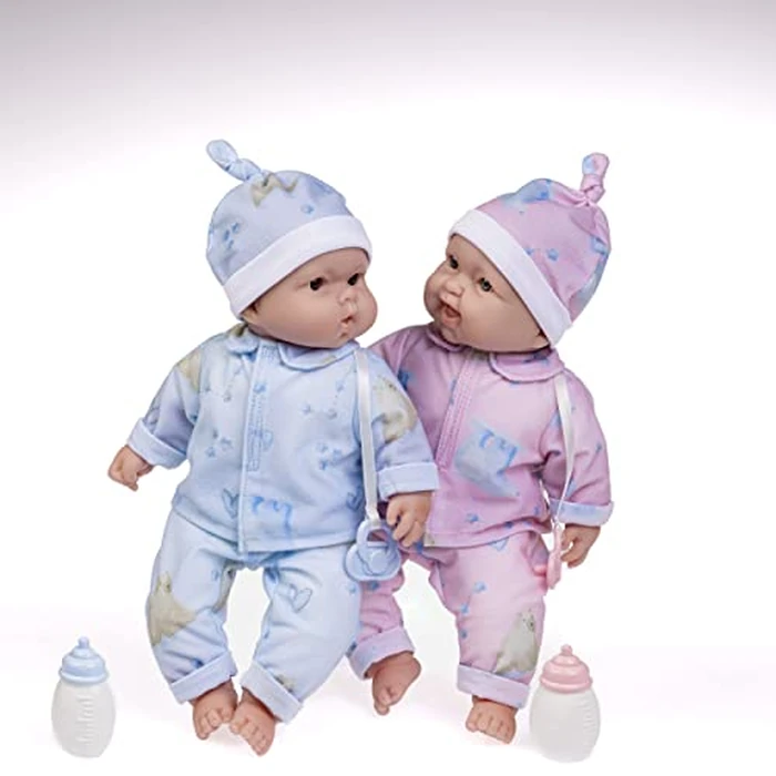 Twins 13" Realistic Soft Body Baby Dolls | JC Toys - Berenguer Boutique | Twins Gift Set with Removable Outfits and Accessories | Pink and Blue | Caucasian | Ages 2+ by JC Toys - Image 2