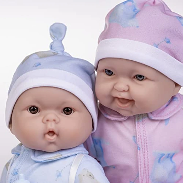 Twins 13" Realistic Soft Body Baby Dolls | JC Toys - Berenguer Boutique | Twins Gift Set with Removable Outfits and Accessories | Pink and Blue | Caucasian | Ages 2+ by JC Toys - Image 3