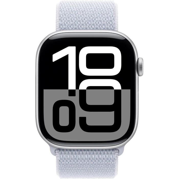 Apple Watch Series 10 (Cellular + GPS) - 64GB - 46mm - Silver Aluminum Case with Blue Cloud Textile Sport Loop Band - One Size by Apple - Image 2