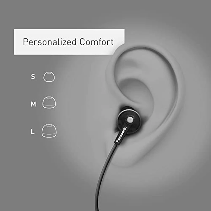 Panasonic ErgoFit Wired Earbuds with Microphone, 3.5mm Jack Headphones with Mic and Call Controller, Ergonomic Custom-Fit Earpieces (S/M/L), for Phones and Laptops - RP-TCM125-AA (Metallic Blue) by Panasonic - Image 3