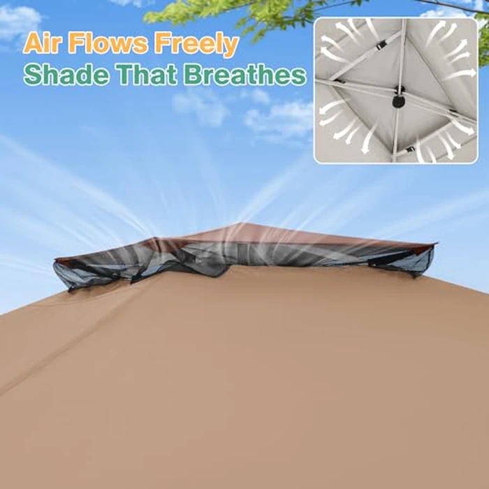 C0BIZI Gazebo 10x15 Pop up Canopy,Gazebos on Clearance-Canopy Tent with Mosquito Netting for Lawn,Garden,Backyard & Patio-Outdoor Tent-Water Resistant and UPF50+ (Brown) by COBIZI - Image 4