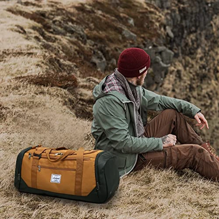 Laripwit Travel Duffle Bag for Men 40L Sports Gym Bag with Wet Pocket & Shoes Compartment Weekender Overnight Backpack for Traveling Duffel Bag Backpack for Women, Khaki by Laripwit - Image 2